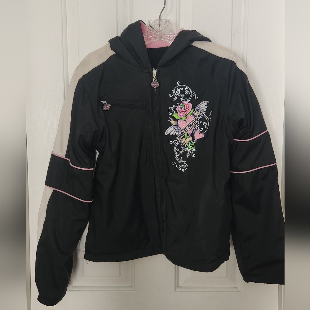 Black and White Women's Jacket with Embroidered Design